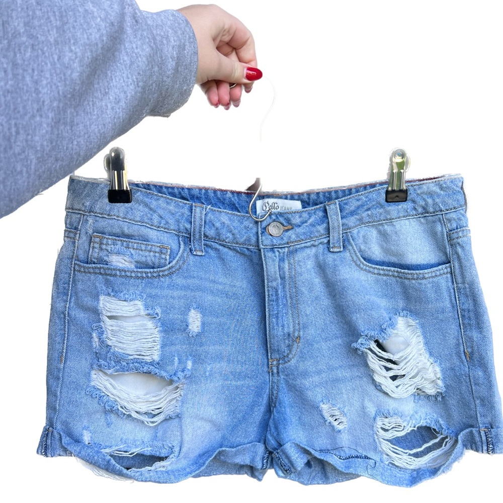 Distressed light wash Pello denim shorts